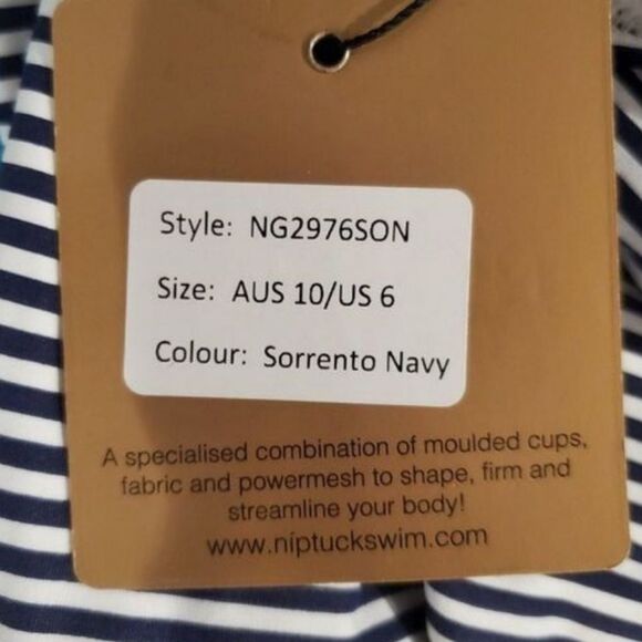 Nip Tuck Women's Navy Sorrento Stripe Joanne Twist Front Tummy-Control swimsuit - Picture 12 of 12